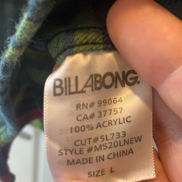 Billabong Men’s large Plaid colourful Casual Button Down Shirt w/ elbow patches - Picture 6 of 8